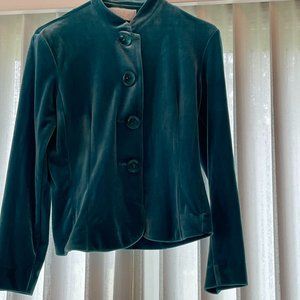 Vintage Velvet Cropped Blazer Teal